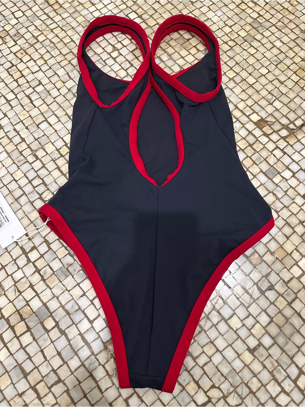 Reformation Black One-Piece Swimsuit with Red Trim - Picture 3 of 4